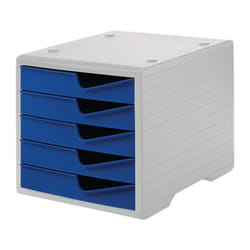 Styro - Coffre de rangement 5 tiroirs polystyrène gris/bleu H255xL270xP340mm