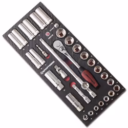 KRAFTWERK 4903-02, Set di chiavi a bussola, 32 pz, 168 mm, 394 mm, 30 mm, Manico della chiave a cricchetto, Manico a T