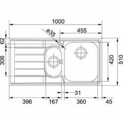 Franke NET 651 Lavello montato su piano Rettangolare Acciaio inox - Vista aggiuntiva 2