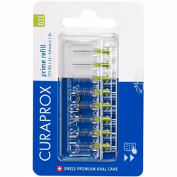 Curaprox Capsule 011 Scovolino Prime Refill Lime Green 8 Pezzi è ideale per pulire gli spazi interdentali più stretti, preven ...