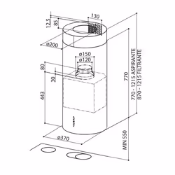 FABER S.p.A. Cylindra IS./4 EV8 X A37 Cappa aspirante a isola Acciaio inox 570 m³/h - Vista aggiuntiva 2
