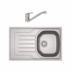Questo pack Franke 894184 è dotato di lavello incasso 1 vasca + gocciolatoio ONDALINE OLX 611-79 in finitura acciaio inox lis ...