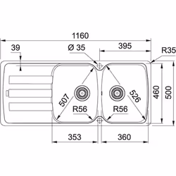 Franke AZG 621 Lavello montato su piano Rettangolare