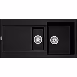 Franke Maris MRG 651, Lavello montato su piano, Rettangolare, Fragranito, Nero, 2 ciotole, Rettangolare
