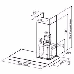 FABER S.p.A. Stilo SRM DX/SP A90 Cappa aspirante a parete Acciaio inox 435 m³/h - Vista aggiuntiva 3