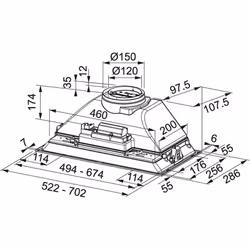 Franke Grupo filtrante 52/70 FBI 525 XS Integrato Acciaio inox 390 m³/h