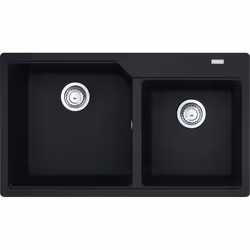 Franke Urban UBG 620-43-33, Lavello sottopiano, Rettangolare, Fragranito, Nero, 2 ciotole, Quadrato