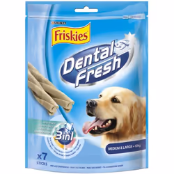 FRISKIES STICK 3 IN 1 DENTAL FRESH 180 GRAMMI Alimento complementare per cani adulti. Dental Fresh 3 in 1 e' uno snack gustos ...