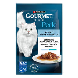GOURMET Perle 85g Duetti Filettini in Salsa Pesce dell'Oceano e Tonno