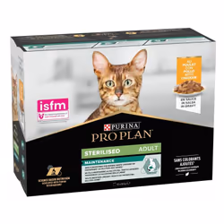 PURINA PRO PLAN Adult STERILISED MAINTENANCE con pollo in salsa aiuta a supportare un sano peso corporeo Composizione : Carni ...