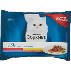 Gourmet Perle Filettini in Salsa Cibo per Gatti con Manzo, Pollo, Agnello e Anatra - 4 Buste da 85 g - Purina