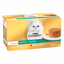 GOURMET Gold Tortini Gatto con Pollo e Carote, con Manzo e Pomodori, 4x85g - Vista aggiuntiva 2