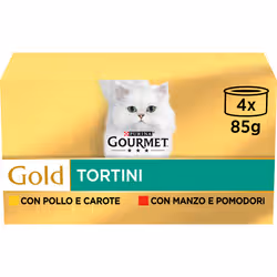GOURMET Gold Tortini Gatto con Pollo e Carote, con Manzo e Pomodori, 4x85g - Vista aggiuntiva 3