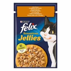 FELIX Sensations Jellies è una gamma di ricette per il tuo gatto, preparate con ingredienti di qualità, dall’aspetto, dal pro ...