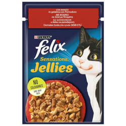 Felix Sensations Jellies Gatto con Manzo in Gelatina e Pomodoro 85g Purina