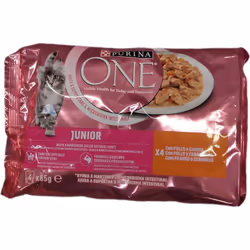 PURINA ONE JUNIOR PATE PER GATTI 4 X 85 GR CON POLLO E CAROTE Purina One Junior Cibo Umido per gattini da 1 a 12 mesi è un al ...