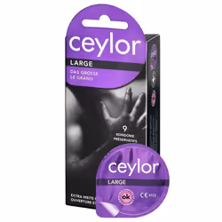 Ceylor Large, Preservativo maschile, Liscio, Trasparente, Lattice, 55 mm, 9 pz