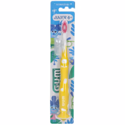 GUM Junior Spazzolino 7-9 Anni con testina morbida, manico ergonomico, setole con indicatore di dentifricio e mostri diverten ...