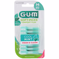 Gum Soft Picks Comfort Flex Cool Mint offre pulizia interdentale quotidiana con setole morbide, manico flessibile e fresco ar ...