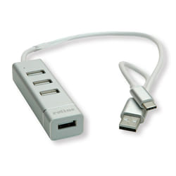 ROLINE 14.02.5037 hub di interfaccia USB 2.0 480 Mbit/s Argento, Bianco