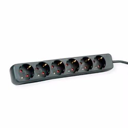 ROLINE 19.07.1073, 3 m, Interno, Plastica, Nero, 6 presa(e) AC, 250 V