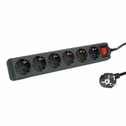 ROLINE 19.07.1077, 10 m, Interno, Plastica, Nero, 6 presa(e) AC, 250 V