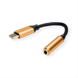 ROLINE 12.03.3223 cavo per cellulare Nero, Oro 0,13 m USB C 3.5mm