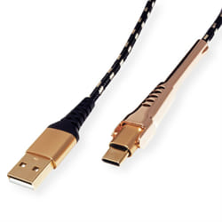 ROLINE 11.02.8920 cavo USB USB 2.0 1 m USB A USB C Nero, Oro