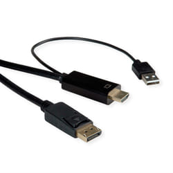 ROLINE 11045993 3 m HDMI + USB Type-A DisplayPort Nero
