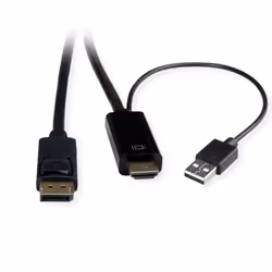 ROLINE 11045993 3 m HDMI + USB Type-A DisplayPort Nero