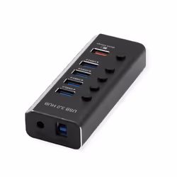 ROLINE 14.02.5058, USB 3.2 Gen 1 (3.1 Gen 1) Type-B, USB 3.2 Gen 1 (3.1 Gen 1) Type-A, 5120 Mbit/s, Nero, Alluminio, 33 mm