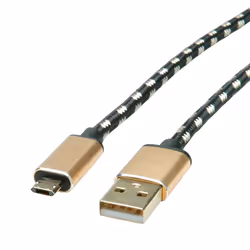 ROLINE 11.02.8820, 1,8 m, USB C, Micro-USB B, USB 2.0, Nero, Oro