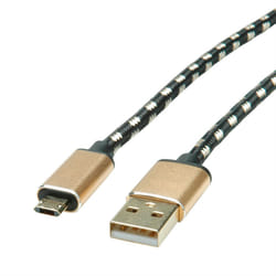 ROLINE 11.02.8820 cavo USB USB 2.0 1,8 m USB C Micro-USB B Nero, Oro