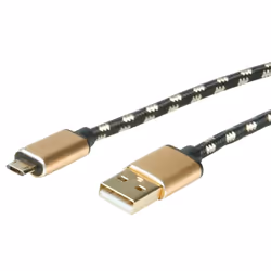 ROLINE 11.02.8820 cavo USB USB 2.0 1,8 m USB C Micro-USB B Nero, Oro