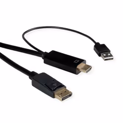 ROLINE 11.04.5992, 2 m, HDMI + USB, DisplayPort, Maschio, Maschio, Dritto
