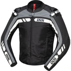 IXS RS-500 1.0 Giacca da moto in pelle / tessuto, nero-grigio-bianco, dimensione 50 per uomo