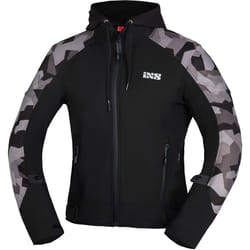 IXS Moto Camo Felpa con cappuccio e zip da moto, nero-multicolore, dimensione 3XL per uomo