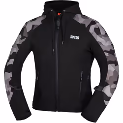 IXS Moto Camo Felpa con cappuccio e zip da moto, nero-multicolore, dimensione 3XL per uomo