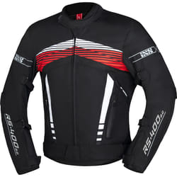 IXS RS-400-ST 3.0 Giacca tessile da moto impermeabile, nero-bianco-rosso, dimensione M per uomo