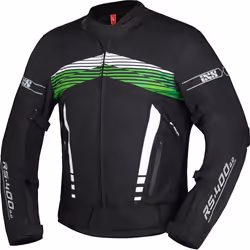 IXS RS-400-ST 3.0 Giacca tessile da moto impermeabile, nero-bianco-verde, dimensione L per uomo
