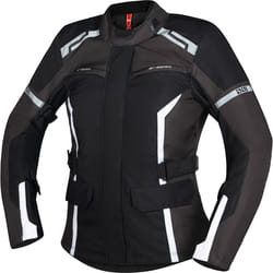 IXS Evans-ST 2.0 Giacca tessile da moto da donna impermeabile, nero-grigio-bianco, dimensione M per donne
