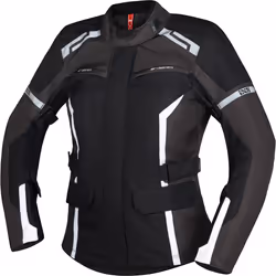 IXS Evans-ST 2.0 Giacca tessile da moto da donna impermeabile, nero-grigio-bianco, dimensione M per donne