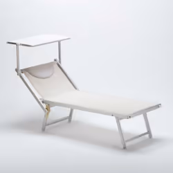 ProduceShop Lettino Mare Prendisole Professionale Sdraio Alluminio Spiaggia ITALIA, Bianco, Alluminio, Acciaio, Sdraiato, All ...