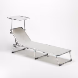 ProduceShop Lettino Mare Alluminio Pieghevole Tettuccio Parasole CALIFORNIA, Grigio, Alluminio, Tessuto, Sdraiato, Alluminio, ...