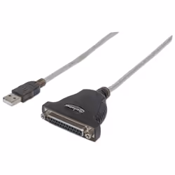 Manhattan 336581, Nero, Argento, USB A, Parallel; 25-pin, 1,8 m, Maschio/Femmina, 261 g