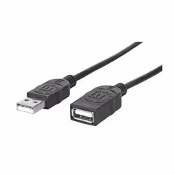 Manhattan 338653, 1,8 m, USB A, USB A, USB 2.0, Maschio/Femmina, Nero