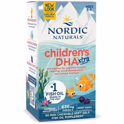 L'olio di pesce DHA Xtra per bambini da 636 mg supporta la salute del sistema nervoso e immunitario.