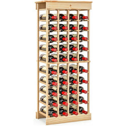 Portabottiglie di Vino, Scaffale per 40 Bottiglie di Vino in Legno di Pino, Cantinetta Porta Vino, 113 x 46 x 27,5 cm - Costway