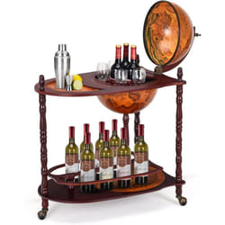 Mappamondo Bar con Ruote Mobili Porta Liquori Minibar Portabottiglie, 88 x 70 x 45 cm - Costway