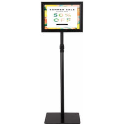 A4 Poster Stand Espositore da Pavimento Supporto Poster Menu per Pubblicita da Terra, Girevole a 360 Gradi, Regolabile in Altezza (Nero)